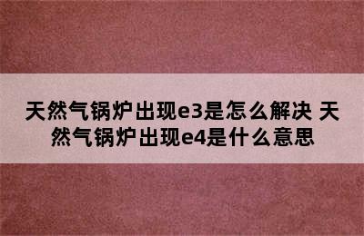 天然气锅炉出现e3是怎么解决 天然气锅炉出现e4是什么意思